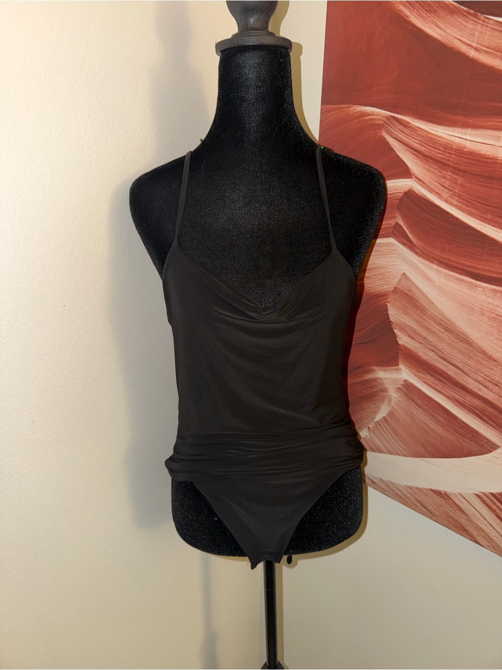 Forever 21 Black Cowl Neck Tank Bodysuit